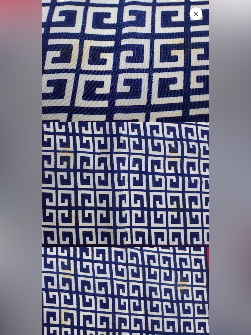 Givenchy Pink-Red and Navy Greek Key Silk Scarf - Picture 3 of 3
